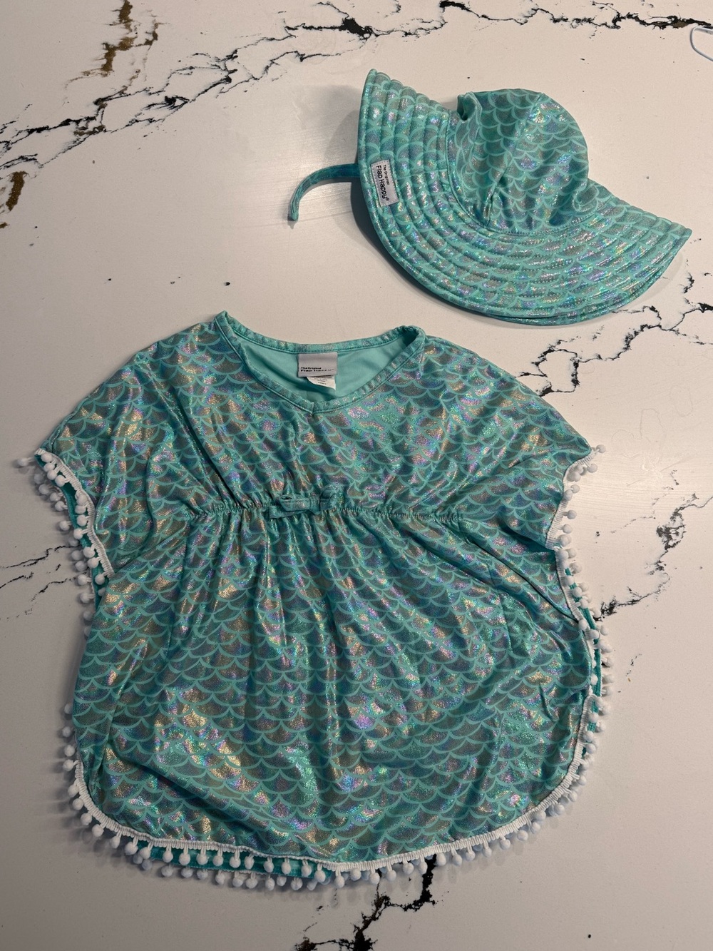 Flap Happy Toddler Kids Girls Beach Coverup Dress & Hat Set 24M 2T